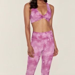 Spiritual Gangster pink tie dye yoga pants and bra